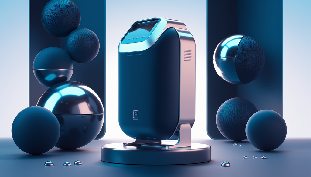 A modern ID scanner in a sleek, high-tech setting with abstract representations of nightlife and retail venues.