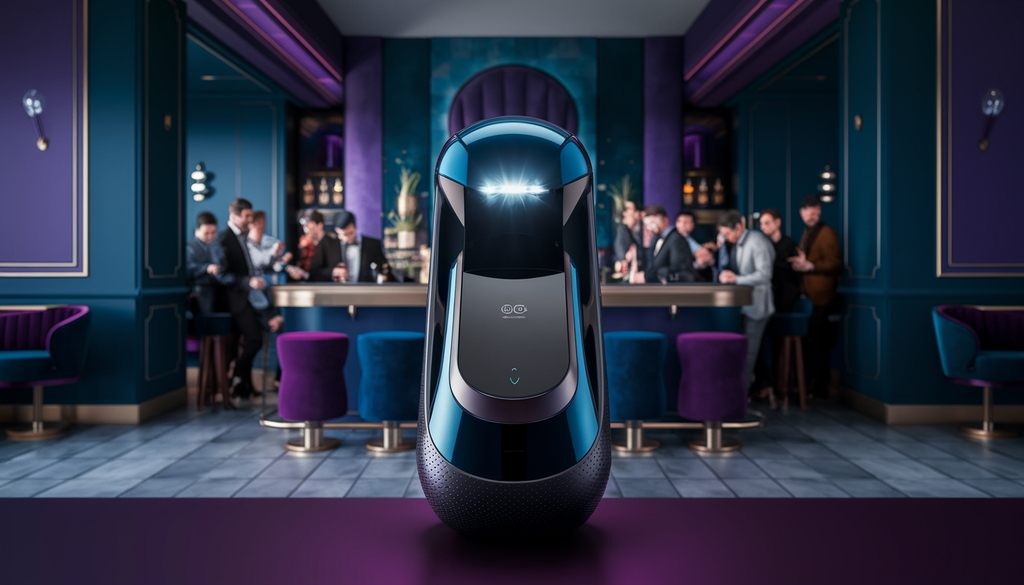 A modern ID scanner in use at a sleek bar with diverse patrons, ambient lighting, and a stylish interior.