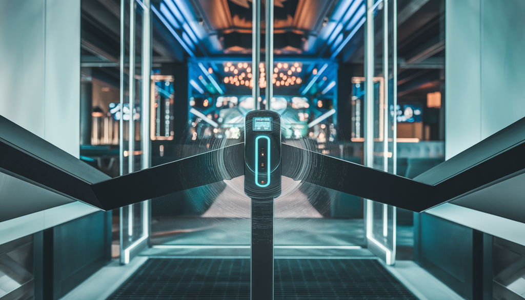 Modern bar entrance with advanced ID scanner and sleek design.