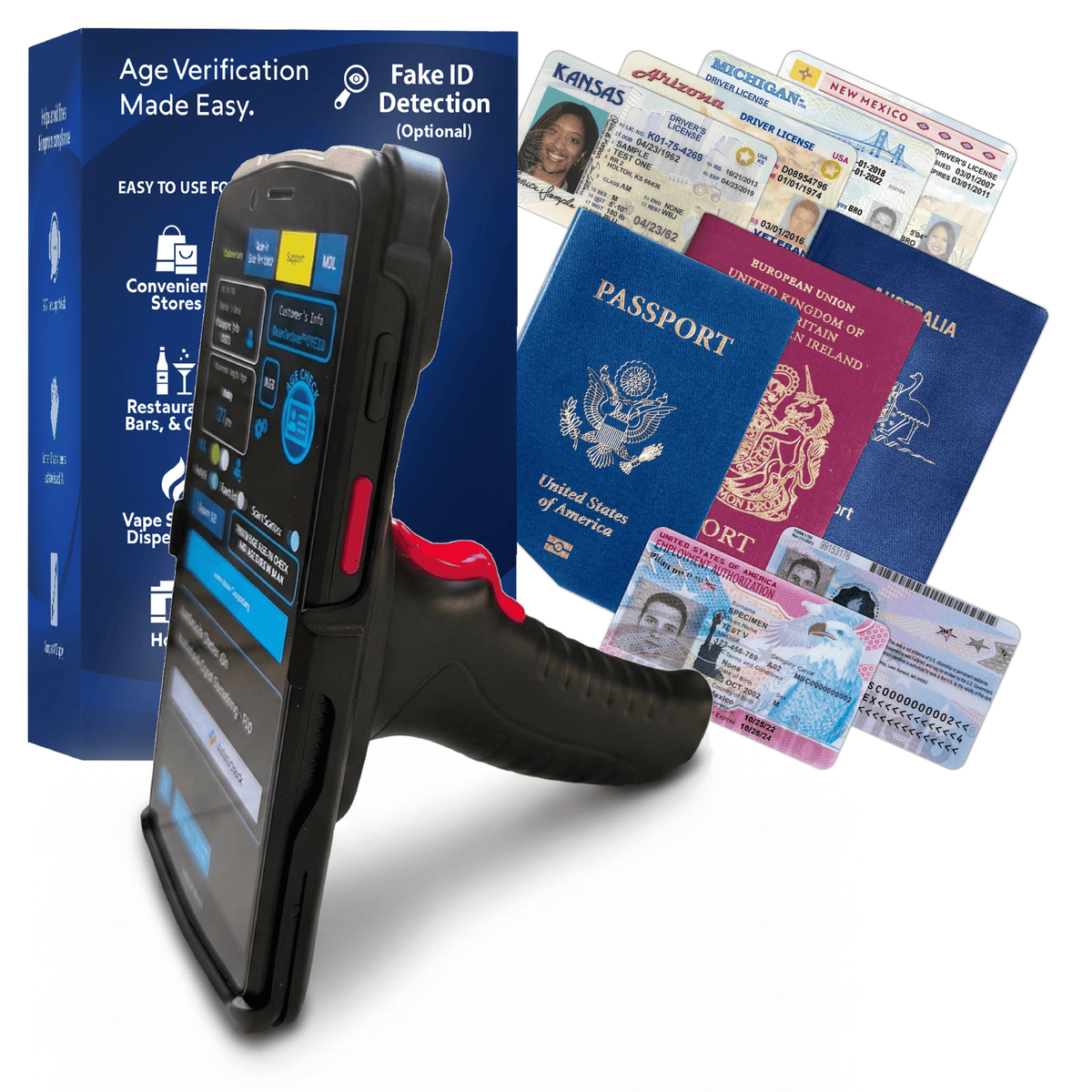 Portable Driver’s License, ID & Passport Scanner with Handle for Bars,