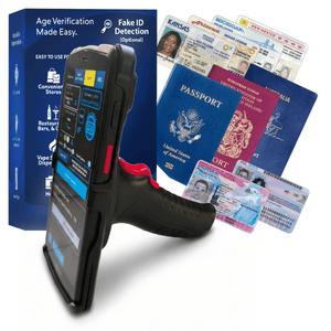Portable Driver’s License, ID & Passport Scanner with Handle for Bars, Clubs & Retail – Age Verification & Customer Management – Optional Fake ID Detection (Intellicheck) – All 50 States (2026)