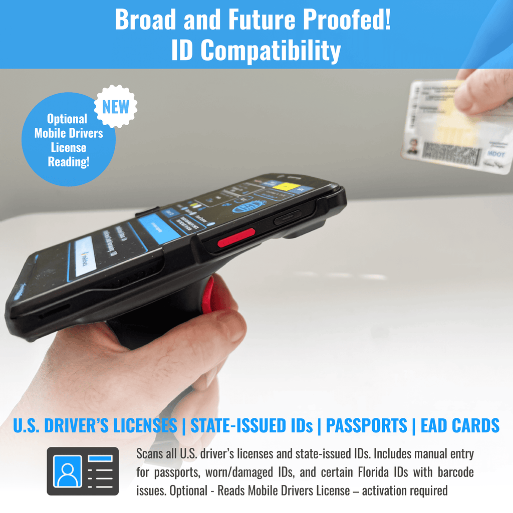 Imax Plus Rid Scanner Portable Driver’s License, ID & Passport Scanner with Handle for Bars,